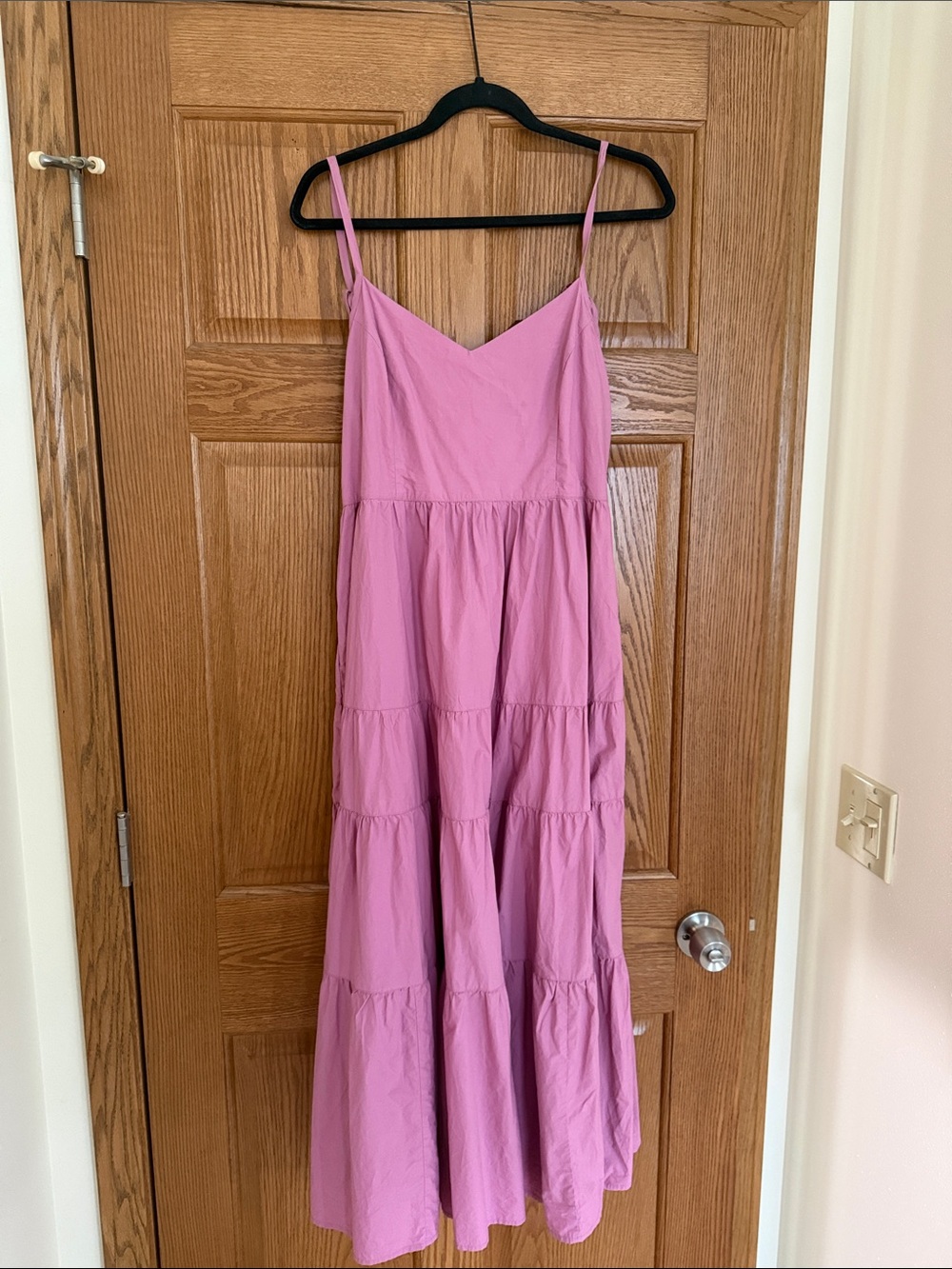 Pink Tiered Spaghetti Strap Maxi Dress